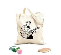 AILOONG Bolsa de compras de lona de algodón Canción de guitarra de Jazz Blues Man Inicio Tela de 12 oz de grosor Se usa como bolsa de regalo 31x36cm Mediano