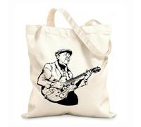 AILOONG Bolsa de compras de lona de algodón Canción de guitarra de Jazz Blues Man Inicio Tela de 12 oz de grosor Se usa como bolsa de regalo 35x40cm Grande