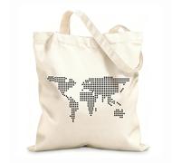 AILOONG Bolsa de compras de lona de algodón Círculos Bolas Burbujas Mapa del mundo Tierra Tela de 12 oz de grosor Se usa como bolsa de regalo 35x40cm Grande