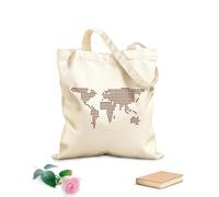AILOONG Bolsa de compras de lona de algodón Círculos Bolas Burbujas Mapa del mundo Tierra Tela de 340g/m² de grosor Se usa como bolsa de regalo