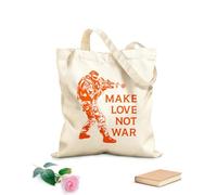 AILOONG Bolsa de compras de lona de algodón Cita divertida militar: Haz el amor, no la guerra, hippie. Tela de 340g/m² de grosor Se usa como bolsa de regalo