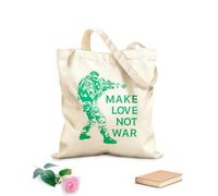 AILOONG Bolsa de compras de lona de algodón Cita divertida militar: Haz el amor, no la guerra, hippie. Tela de 340g/m² de grosor Se usa como bolsa de regalo
