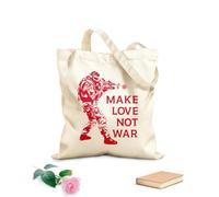 AILOONG Bolsa de compras de lona de algodón Cita divertida militar: Haz el amor, no la guerra, hippie. Tela de 340g/m² de grosor Se usa como bolsa de regalo