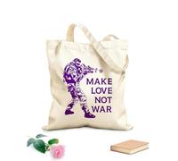 AILOONG Bolsa de compras de lona de algodón Cita divertida militar: Haz el amor, no la guerra, hippie. Tela de 340g/m² de grosor Se usa como bolsa de regalo