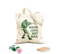 AILOONG Bolsa de compras de lona de algodón Cita divertida militar: Haz el amor, no la guerra, hippie. Tela de 340g/m² de grosor Se usa como bolsa de regalo