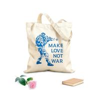 AILOONG Bolsa de compras de lona de algodón Cita divertida militar: Haz el amor, no la guerra, hippie. Tela de 340g/m² de grosor Se usa como bolsa de regalo