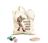AILOONG Bolsa de compras de lona de algodón Cita divertida militar: Haz el amor, no la guerra, hippie. Tela de 340g/m² de grosor Se usa como bolsa de regalo