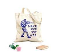 AILOONG Bolsa de compras de lona de algodón Cita divertida militar: Haz el amor, no la guerra, hippie. Tela de 340g/m² de grosor Se usa como bolsa de regalo