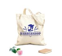 AILOONG Bolsa de compras de lona de algodón Emblema de barbería, moda para la barba del hombre Tela de 340g/m² de grosor Se usa como bolsa de regalo