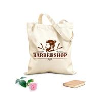 AILOONG Bolsa de compras de lona de algodón Emblema de barbería, moda para la barba del hombre Tela de 340g/m² de grosor Se usa como bolsa de regalo