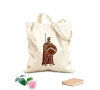 AILOONG Bolsa de compras de lona de algodón Escudo de lanza de Esparta Soldado espartano Guerrero Tela de 340g/m² de grosor Se usa como bolsa de regalo