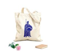 AILOONG Bolsa de compras de lona de algodón Escudo de lanza de Esparta Soldado espartano Guerrero Tela de 340g/m² de grosor Se usa como bolsa de regalo