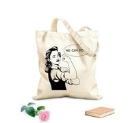 AILOONG Bolsa de compras de lona de algodón Frase de fuerza de la mujer Girl Power: Podemos hacerlo Tela de 12 oz de grosor Se usa como bolsa de regalo 35x40cm Grande