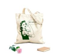 AILOONG Bolsa de compras de lona de algodón Frase de fuerza de la mujer Girl Power: Podemos hacerlo Tela de 340g/m² de grosor Se usa como bolsa de regalo