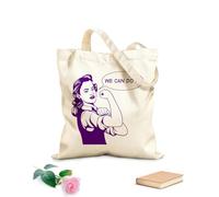 AILOONG Bolsa de compras de lona de algodón Frase de fuerza de la mujer Girl Power: Podemos hacerlo Tela de 340g/m² de grosor Se usa como bolsa de regalo