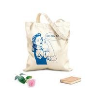 AILOONG Bolsa de compras de lona de algodón Frase de fuerza de la mujer Girl Power: Podemos hacerlo Tela de 340g/m² de grosor Se usa como bolsa de regalo