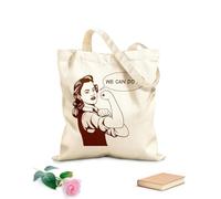AILOONG Bolsa de compras de lona de algodón Frase de fuerza de la mujer Girl Power: Podemos hacerlo Tela de 340g/m² de grosor Se usa como bolsa de regalo