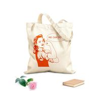 AILOONG Bolsa de compras de lona de algodón Frase de fuerza de la mujer Girl Power: Podemos hacerlo Tela de 340g/m² de grosor Se usa como bolsa de regalo