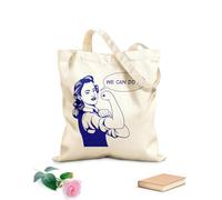 AILOONG Bolsa de compras de lona de algodón Frase de fuerza de la mujer Girl Power: Podemos hacerlo Tela de 340g/m² de grosor Se usa como bolsa de regalo