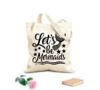 AILOONG Bolsa de compras de lona de algodón Frase de letras Seamos sirenas Tela de 12 oz de grosor Se usa como bolsa de regalo 31x36cm Mediano