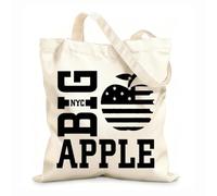 AILOONG Bolsa de compras de lona de algodón Gran Manzana NY Estadounidense Tela de 12 oz de grosor Se usa como bolsa de regalo 25x30cm Pequeño