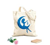 AILOONG Bolsa de compras de lona de algodón Hada en la luna creciente hermosa niña mujer silueta Tela de 340g/m² de grosor Se usa como bolsa de regalo