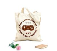 AILOONG Bolsa de compras de lona de algodón Juego de palabras Juego VERDADERO No mueras, siempre reaparecen Tela de 340g/m² de grosor Se usa como bolsa de regalo
