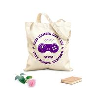 AILOONG Bolsa de compras de lona de algodón Juego de palabras Juego VERDADERO No mueras, siempre reaparecen Tela de 340g/m² de grosor Se usa como bolsa de regalo