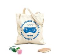 AILOONG Bolsa de compras de lona de algodón Juego de palabras Juego VERDADERO No mueras, siempre reaparecen Tela de 340g/m² de grosor Se usa como bolsa de regalo