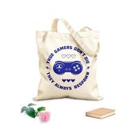 AILOONG Bolsa de compras de lona de algodón Juego de palabras Juego VERDADERO No mueras, siempre reaparecen Tela de 340g/m² de grosor Se usa como bolsa de regalo