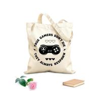 AILOONG Bolsa de compras de lona de algodón Juego de palabras Juego VERDADERO No mueras, siempre reaparecen Tela de 12 oz de grosor Se usa como bolsa de regalo 25x30cm Pequeño