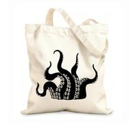 AILOONG Bolsa de compras de lona de algodón Kraken Monstruo Pulpo Tentáculos Horror Marine Tela de 12 oz de grosor Se usa como bolsa de regalo 31x36cm Mediano