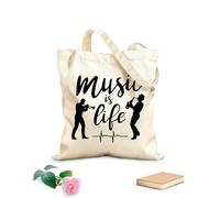 AILOONG Bolsa de compras de lona de algodón La música es vida Saxofón Jazz Músicos Bar Tela de 12 oz de grosor Se usa como bolsa de regalo 31x36cm Mediano