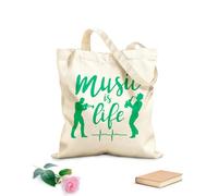 AILOONG Bolsa de compras de lona de algodón La música es vida Saxofón Jazz Músicos Bar Tela de 340g/m² de grosor Se usa como bolsa de regalo