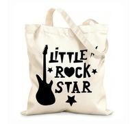 AILOONG Bolsa de compras de lona de algodón Little Rock Star Guitarra eléctrica Niño Niña Tela de 12 oz de grosor Se usa como bolsa de regalo 25x30cm Pequeño