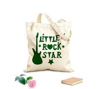 AILOONG Bolsa de compras de lona de algodón Little Rock Star Guitarra eléctrica Niño Niña Tela de 340g/m² de grosor Se usa como bolsa de regalo