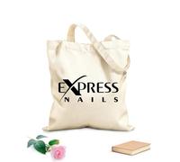 AILOONG Bolsa de compras de lona de algodón Logotipo de cotización de Express Nails para salón de belleza Tela de 12 oz de grosor Se usa como bolsa de regalo 25x30cm Pequeño
