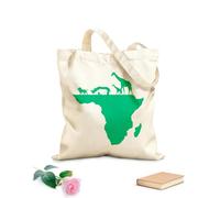 AILOONG Bolsa de compras de lona de algodón Mapa del continente africano Animales León Rinoceronte Jirafa Tela de 340g/m² de grosor Se usa como bolsa de regalo