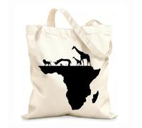 AILOONG Bolsa de compras de lona de algodón Mapa del continente africano Animales León Rinoceronte Jirafa Tela de 12 oz de grosor Se usa como bolsa de regalo 31x36cm Mediano