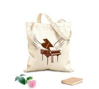 AILOONG Bolsa de compras de lona de algodón Melodía del instrumento musical Piano Wings Tela de 340g/m² de grosor Se usa como bolsa de regalo
