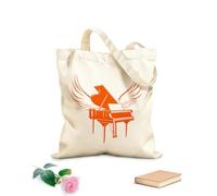 AILOONG Bolsa de compras de lona de algodón Melodía del instrumento musical Piano Wings Tela de 340g/m² de grosor Se usa como bolsa de regalo