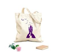AILOONG Bolsa de compras de lona de algodón Murciélagos de Halloween del castillo gótico de Drácula Tela de 340g/m² de grosor Se usa como bolsa de regalo