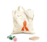 AILOONG Bolsa de compras de lona de algodón Murciélagos de Halloween del castillo gótico de Drácula Tela de 340g/m² de grosor Se usa como bolsa de regalo