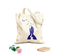 AILOONG Bolsa de compras de lona de algodón Murciélagos de Halloween del castillo gótico de Drácula Tela de 340g/m² de grosor Se usa como bolsa de regalo