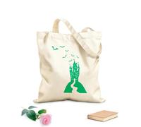 AILOONG Bolsa de compras de lona de algodón Murciélagos de Halloween del castillo gótico de Drácula Tela de 340g/m² de grosor Se usa como bolsa de regalo