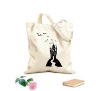 AILOONG Bolsa de compras de lona de algodón Murciélagos de Halloween del castillo gótico de Drácula Tela de 12 oz de grosor Se usa como bolsa de regalo 25x30cm Pequeño