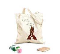 AILOONG Bolsa de compras de lona de algodón Murciélagos de Halloween del castillo gótico de Drácula Tela de 340g/m² de grosor Se usa como bolsa de regalo