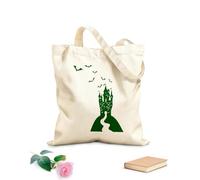 AILOONG Bolsa de compras de lona de algodón Murciélagos de Halloween del castillo gótico de Drácula Tela de 340g/m² de grosor Se usa como bolsa de regalo