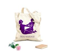 AILOONG Bolsa de compras de lona de algodón Salón de masajes tailandeses, spa, terapia, atención médica Tela de 340g/m² de grosor Se usa como bolsa de regalo