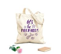 AILOONG Bolsa de compras de lona de algodón Seamos cola de pez sirena, palabras divertidas, cita Tela de 340g/m² de grosor Se usa como bolsa de regalo
